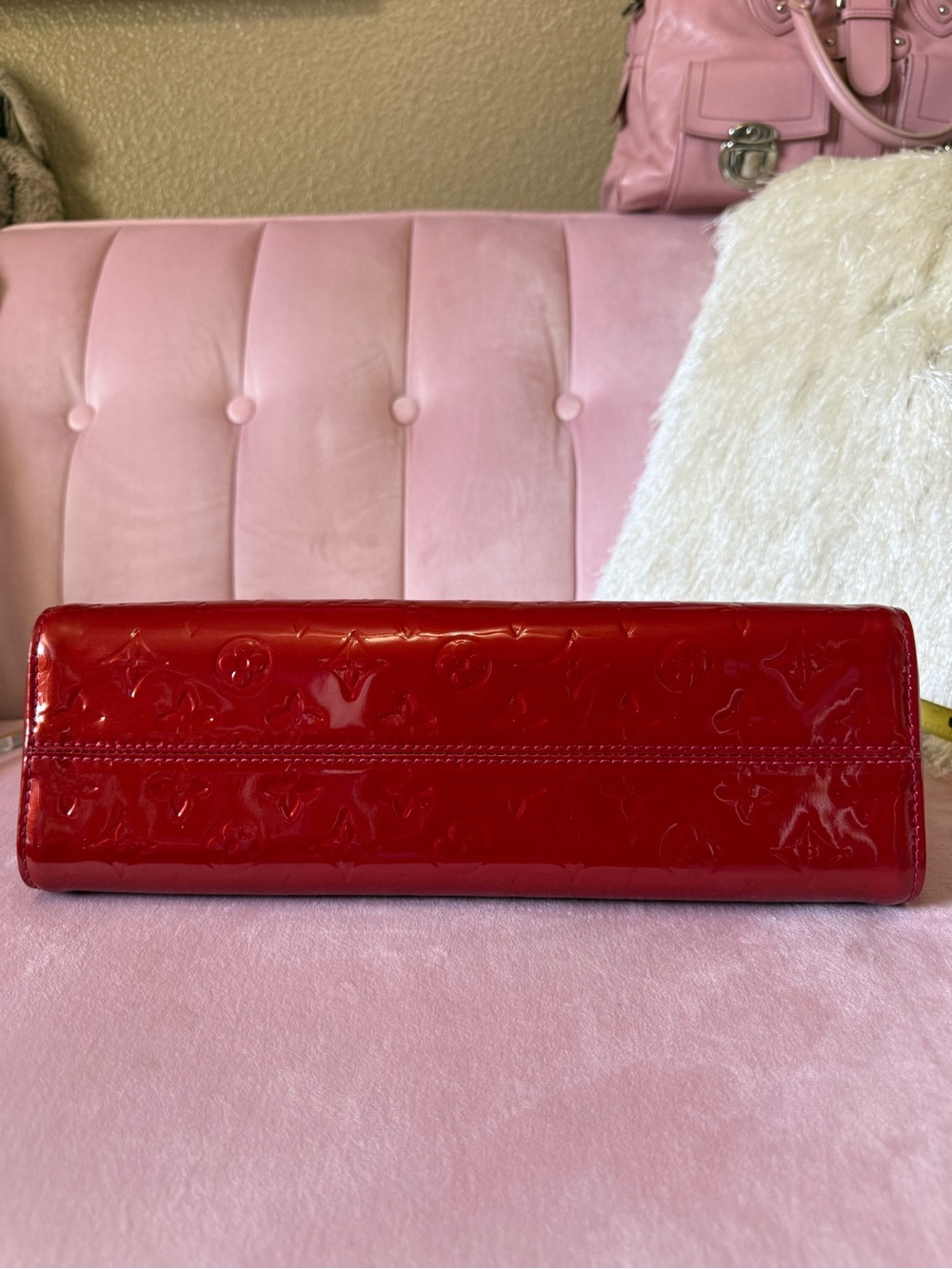 💯Auth! Louis Vuitton Roxbury Red Vernis Leather w Vachetta Trim & Gold Hardware - Picture 6 of 16